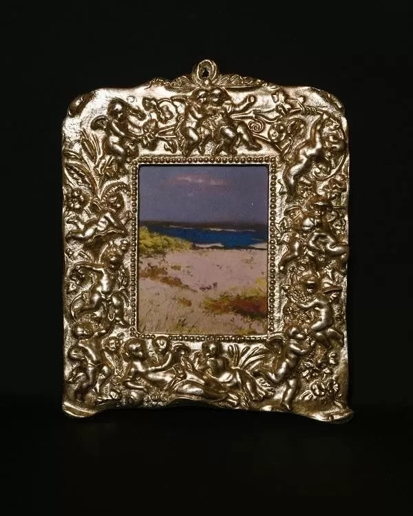 Mobili2g - portafoto in foglia argento rettangolare - misure: l.22 x h.28 x p.2
