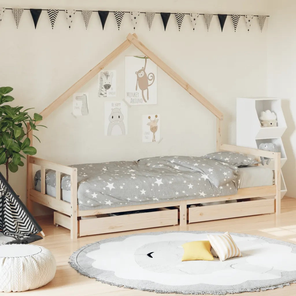Giroletto per Bambini con Cassetti 90x190cm Legno Massello Pino 834546