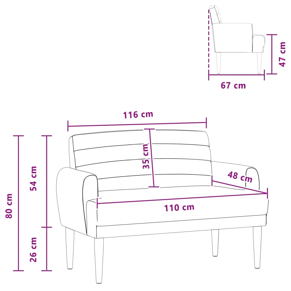 Loveseat con bottoni imbottiti Rosso Vino 116 x 67 x 80 cm 42041778