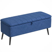Panca Contenitore Pouf Poggiapiedi Imbottito, 102x40x44 cm, Blu Scuro