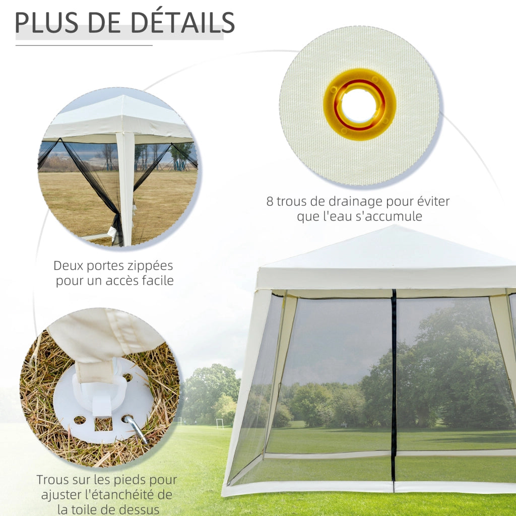 Tonnelle Barnum Stile Coloniale ¨C zephmum ¨C Beige Nero 3x3x2.45 m 4 Zanzariere