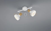 LATIKA BARRA 2 SPOTS METALLO BIANCO ED EFFETTO LEGNO L. 30CM ATTACCO E14