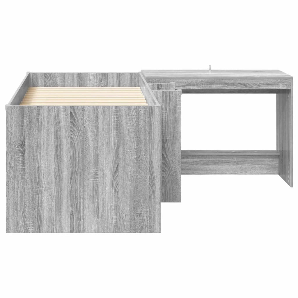 Letto alto per bambini con scrivania 2 pz Sonoma grigio 3423467