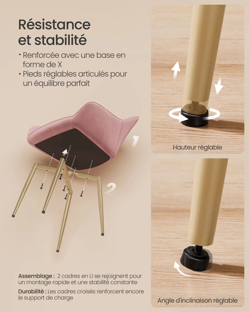 Sedia da pranzo poltrona seduta imbottita con braccioli larghezza seduta 49 cm gambe in metallo rivestimento in velluto portata 110 kg per soggiorno o camera da letto rosa 12_0004909