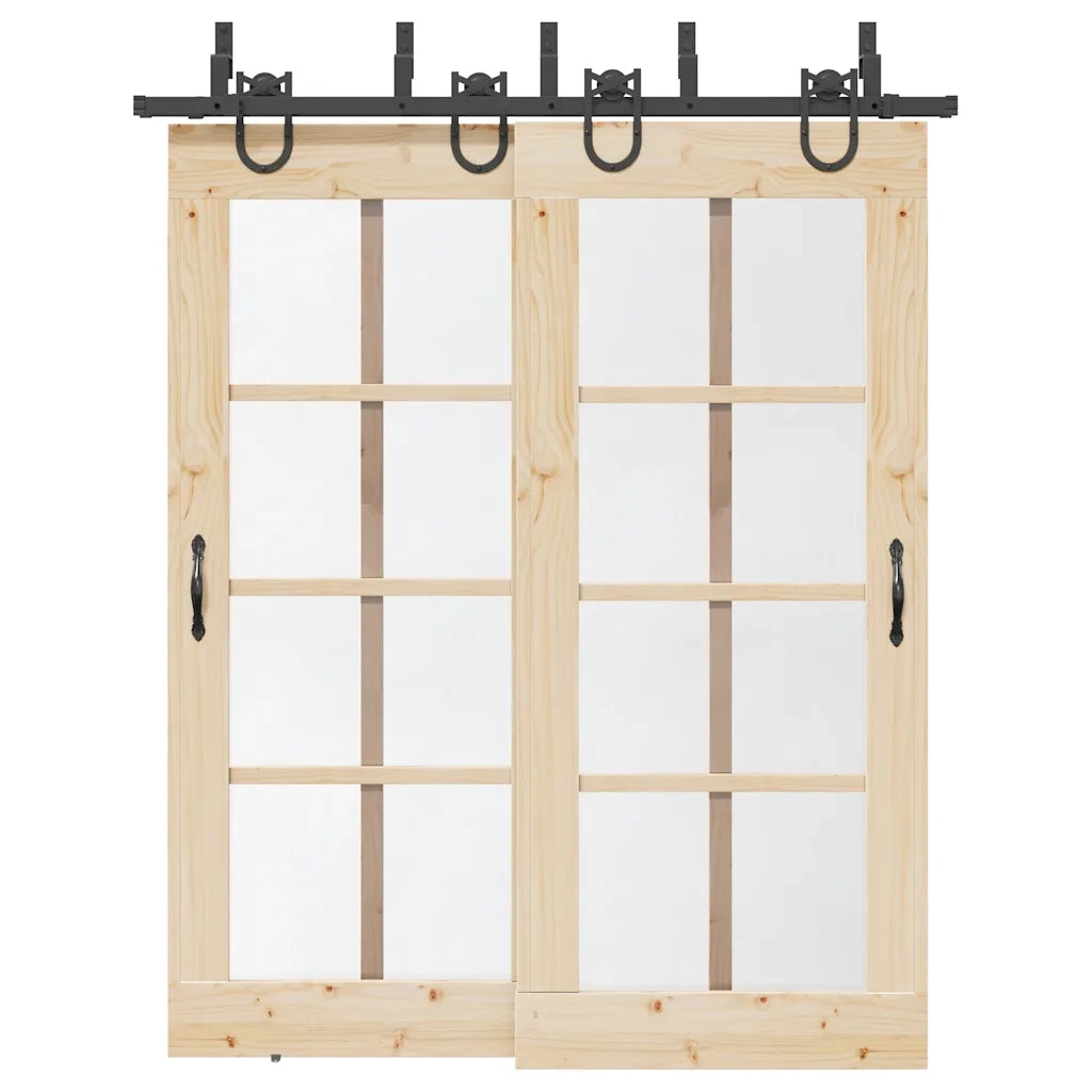 Kit di Binari per Porte Scorrevoli 183 cm Acciaio Nero 3295737
