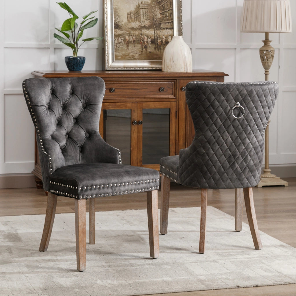SEDIA da pranzo 53x46,5x95 cm grigia in velluto Set da 2 pezzi