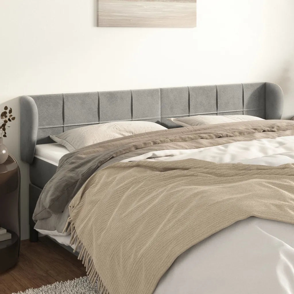 Testiera ad Orecchio Grigio Chiaro 163x23x78/88 cm in Velluto 3117198