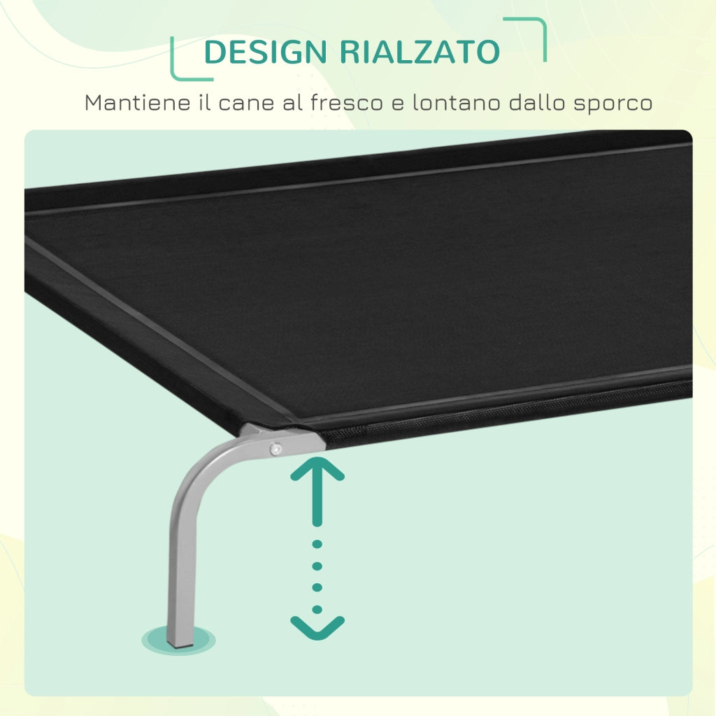 Cuccia per Cani Interno Esterno Tessuto Traspirante ¨C zephmum ¨C Nero 130x90x20cm