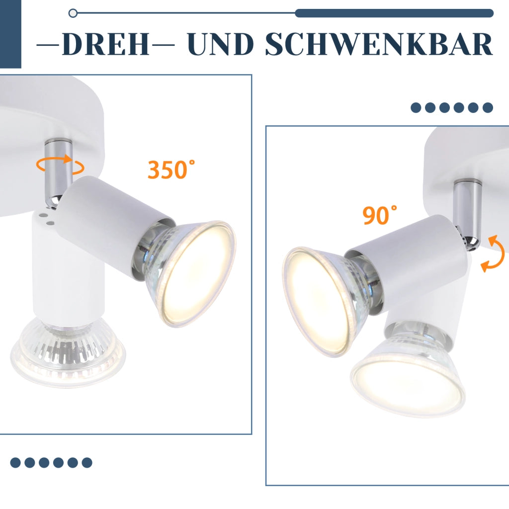 ZMH Faretto da soffitto bianchi 3 luci GU10 moderni rotondi orientabili 350° per cucina soggiorno senza lampadina