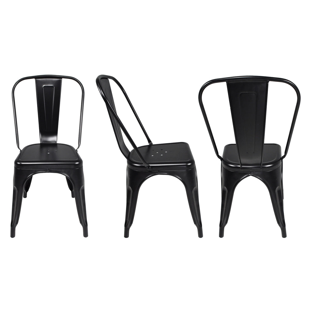 Sedia industriale in metallo, sedia impilabile nera (2 pz.) - Maggie - SD10MAM