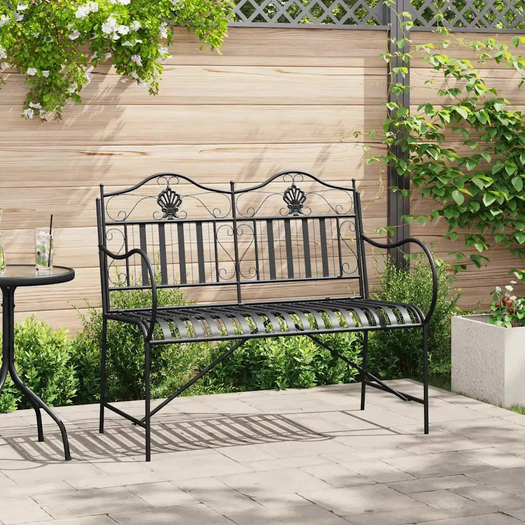 Panchina da Giardino | Panca da Giardino Nero 103,5 x 59 x 89 cm Acciaio