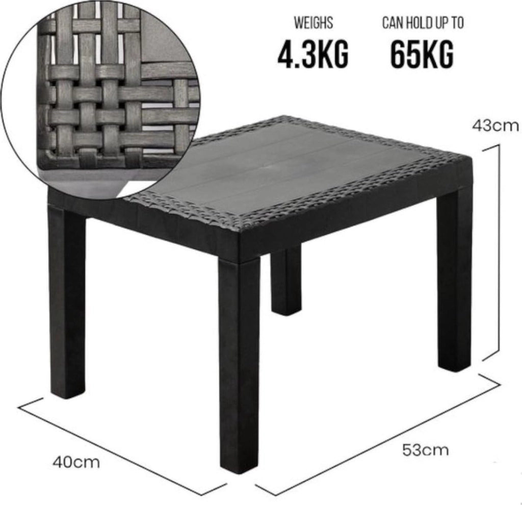 Salotto da Giardino Akita 3pz Antracite con Cuscini Antracite 1 Tavolo + 2 Poltrone