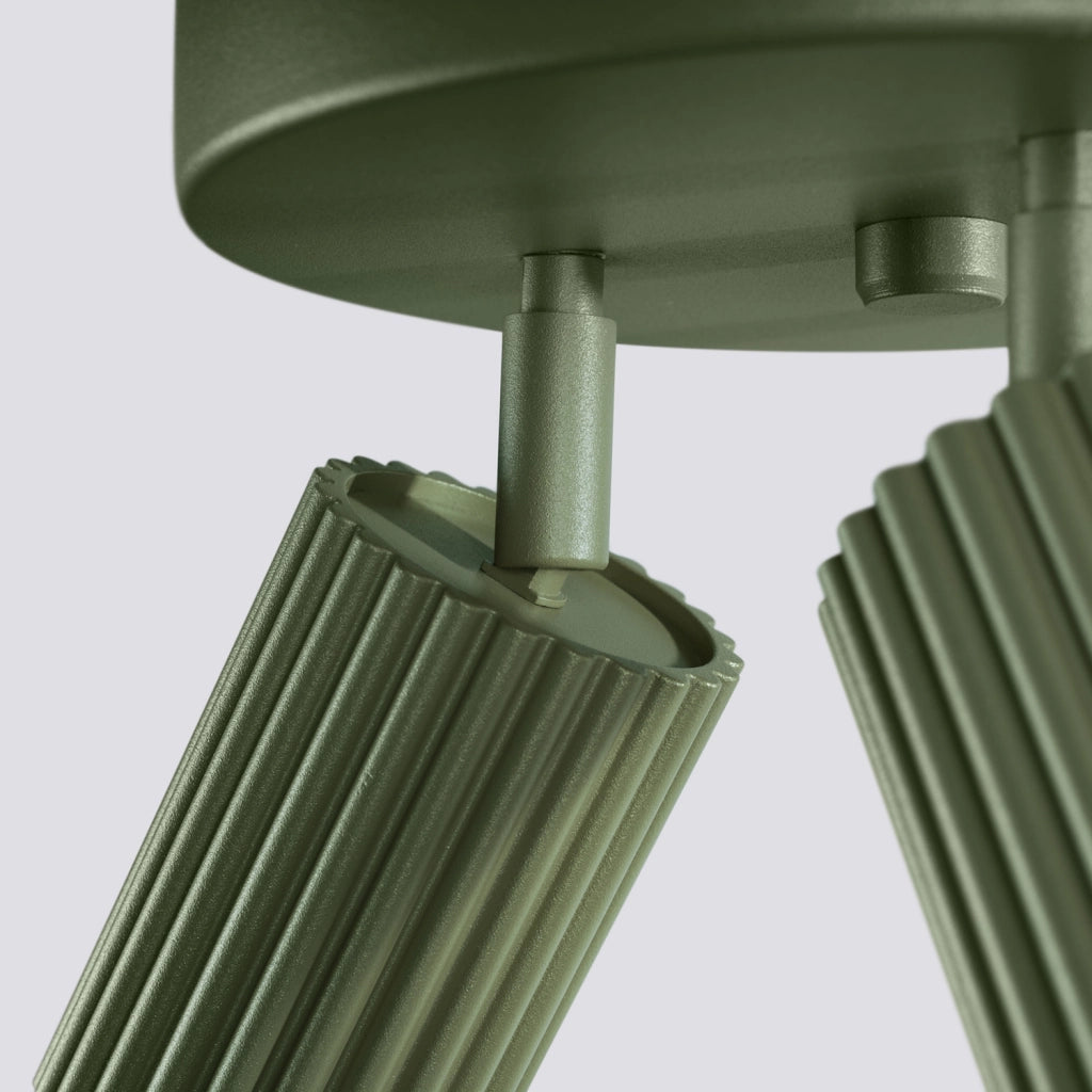 Plafoniera moderna verde oliva Ø20 3xGU10 in alluminio