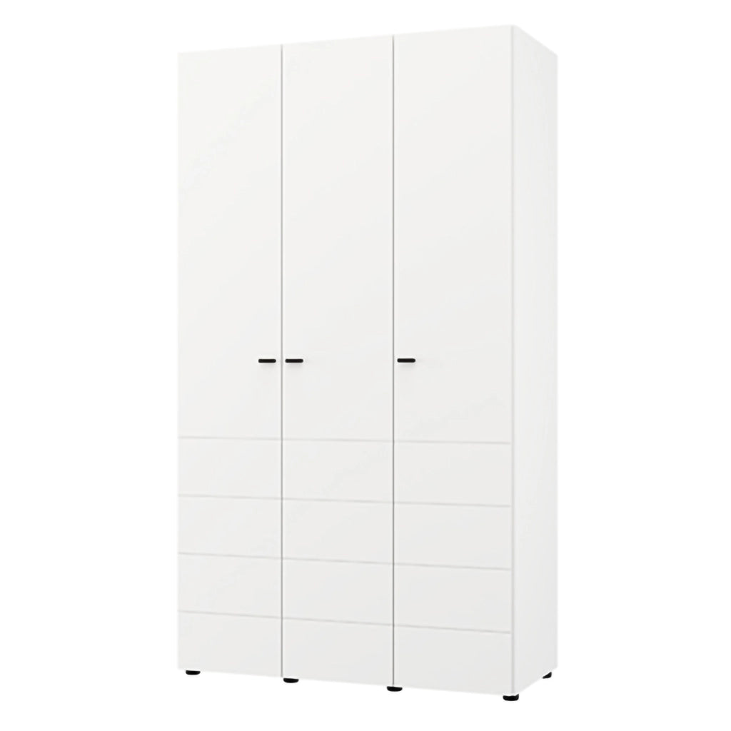Armadio Camera da Letto Ronco, Guardaroba 3 Ante Appendiabiti, 117x52 cm Bianco Opaco