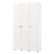 Armadio Camera da Letto Ronco, Guardaroba 3 Ante Appendiabiti, 117x52 cm Bianco Opaco