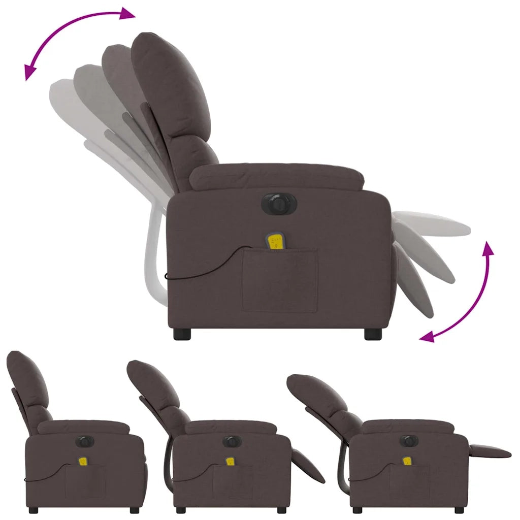 Divano Sedia-Poltrona Massaggio Reclinabile Elettrica Marrone Scuro Tessuto 369404