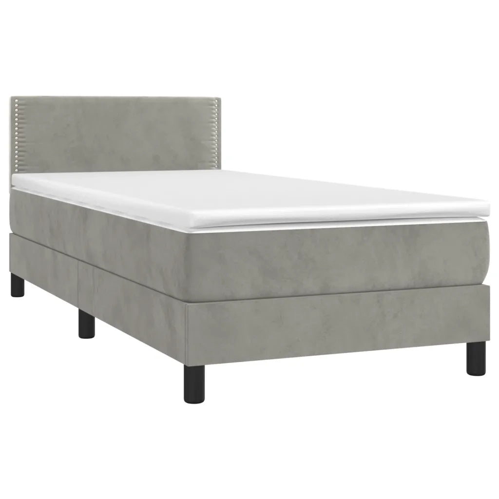 Letto a Molle con Materasso e LED Grigio Chiaro 90x200 cm Velluto 3134321
