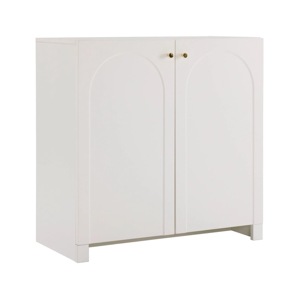 Credenza a 2 ante con motivo ad arco, colore bianco, 80 x 40 x 80 cm