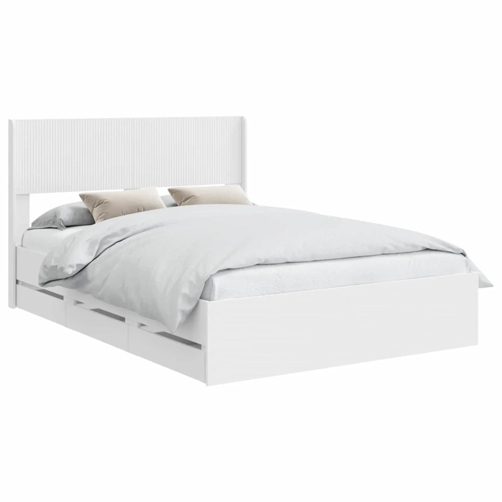 Struttura del letto con stoccaggio e testata Bianco 3414287