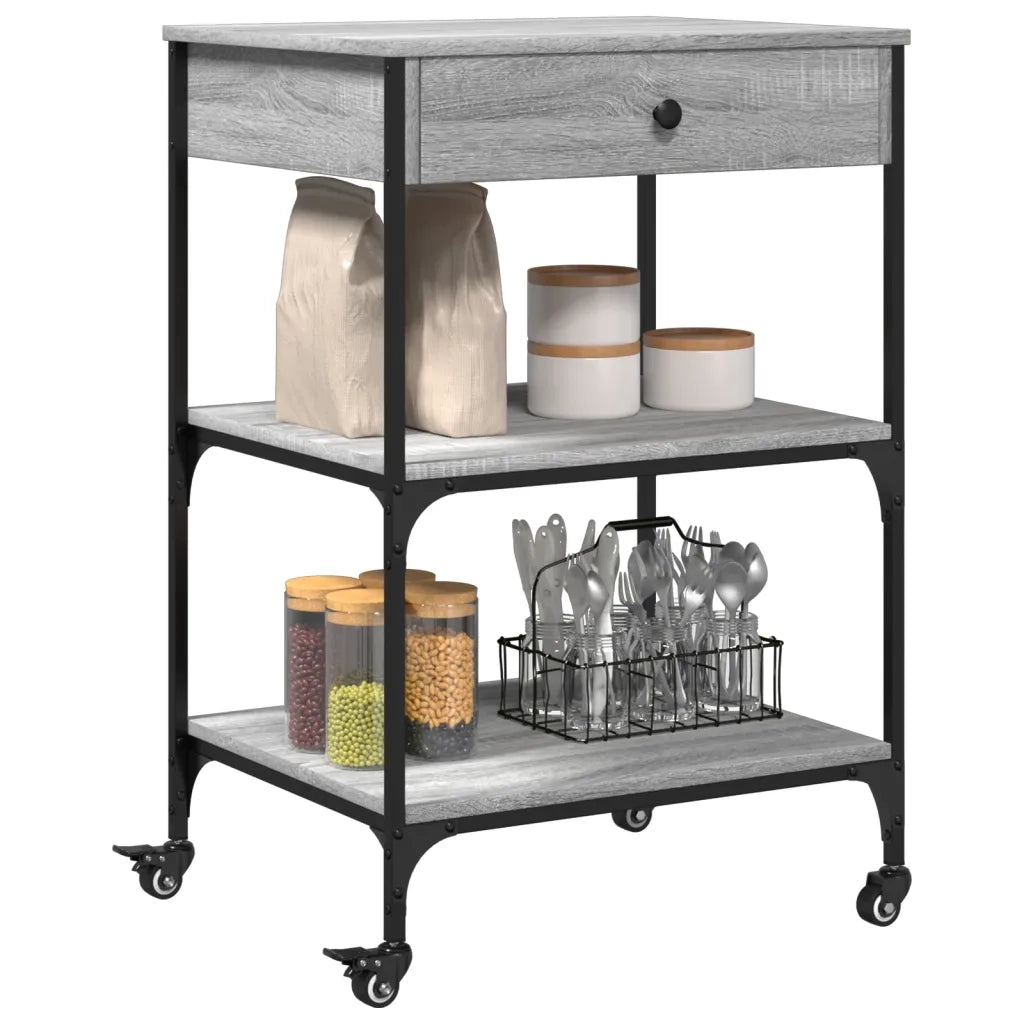 Carrello da Cucina Grigio Sonoma 60x48x89,5cm Legno Multistrato 842374