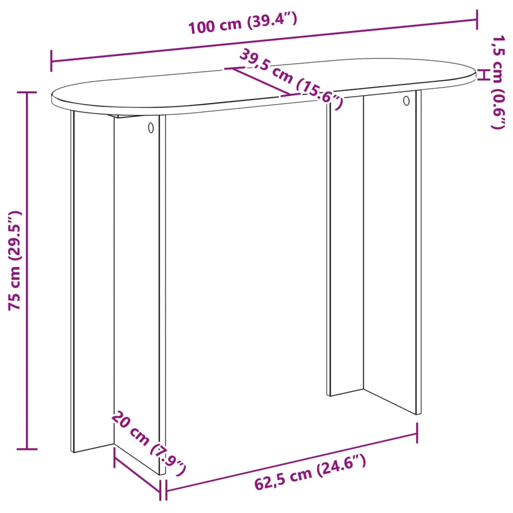 Tavolo consolle Grigio Sonoma 100 x 39,5 x 75 cm 8001155