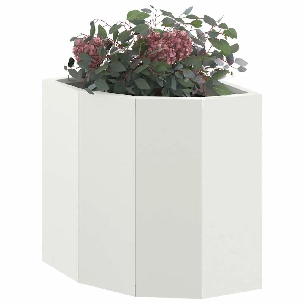 Fioriere | Cassetta per fiori | Vaso d'angolo Bianco 30 x 30 x 35 cm Acciaio