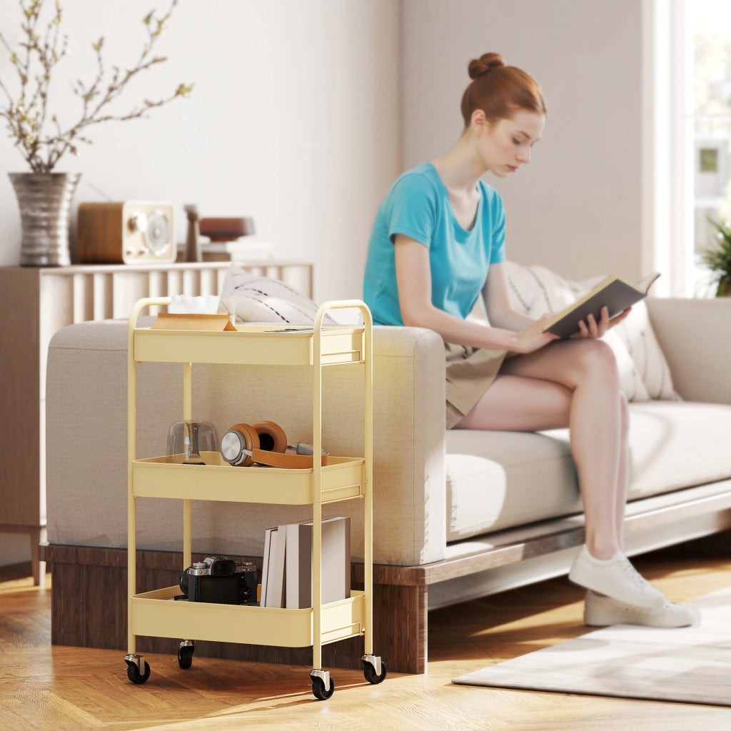 Carrello Portautensili da Cucina 3 Livelli ¨C zephmum ¨C 45x30.6x79 cm Giallo