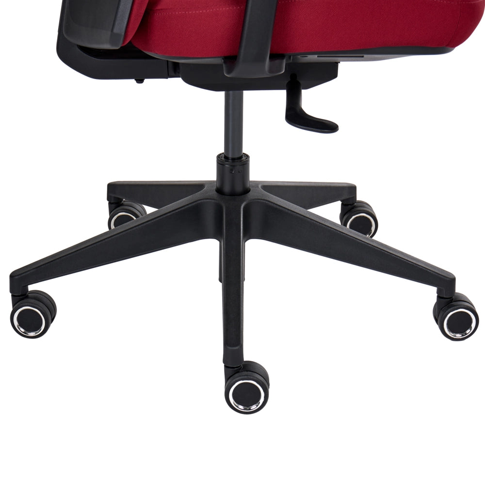 Sedia da ufficio ergonomica con schienale regolabile, seduta scorrevole, braccioli regolabili e supporto lombare rosso scuro