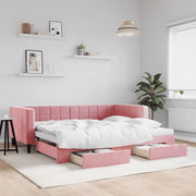 Divano Letto Estraibile con Cassetti Rosa 90x200 cm Velluto 3196742