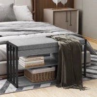 Scaffale per Scarpe con Panca, Scaffale per Corridoio per Scarpe, Mobile Portascarpe con Design a 3 Livelli, per Ingresso, Corridoio, Soggiorno, Camera da Letto, Grigio