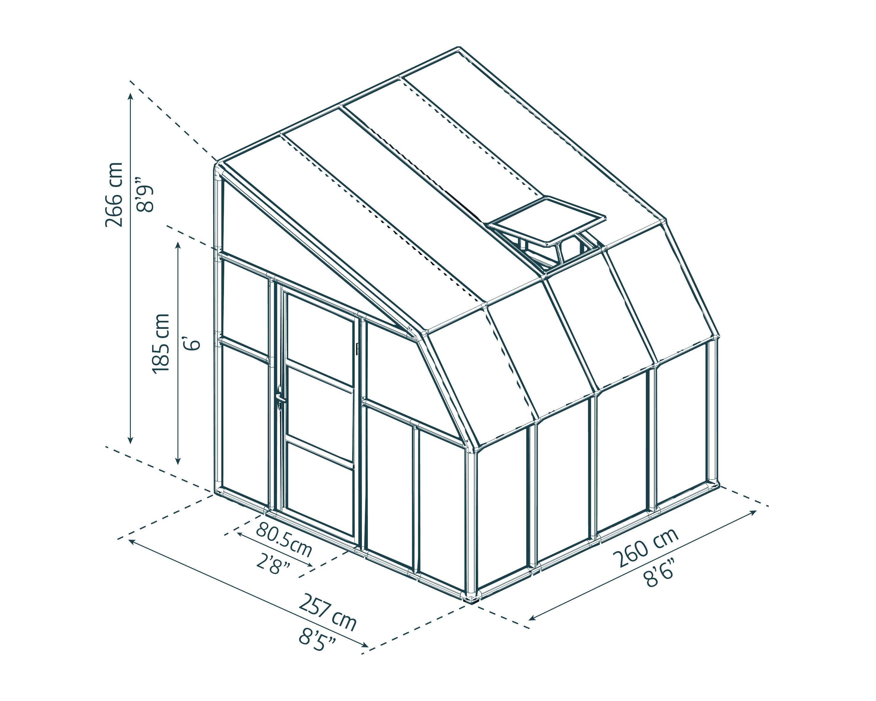 Veranda in Policarbonato Sun Room 2.7X2.7 m Bianco