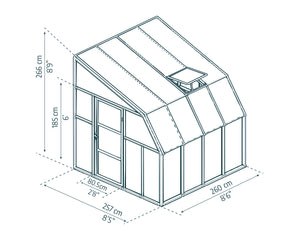Veranda in Policarbonato Sun Room 2.7X2.7 m Bianco