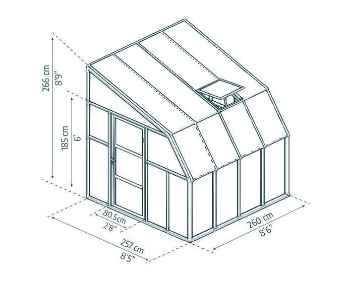 Veranda in Policarbonato Sun Room 2.7X2.7 m Bianco