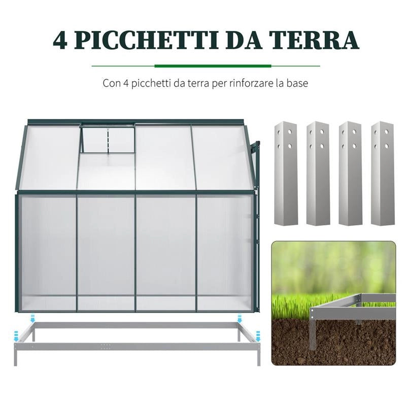 SERRA IN POLICARBONATO METALLO E ALLUMINIO ANTI-UV E ANTIVENTO 190X253X199CM
