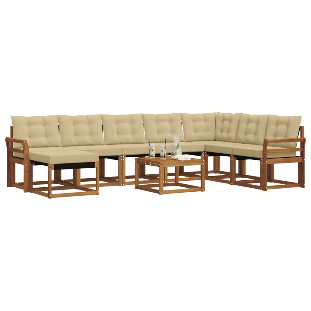 Set di divani da esterno con cuscino 9 pcs Naturale e Beige