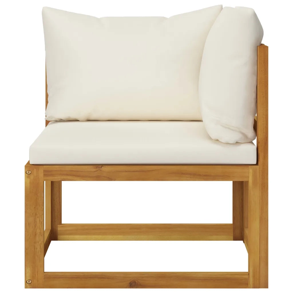 Divano da Giardino a 3 Posti con Cuscino Crema Massello Acacia 3057638