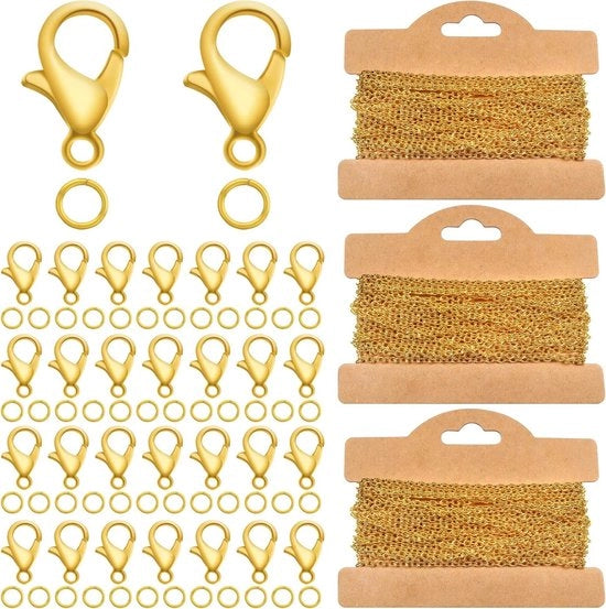 Catena per gioielli in oro giallo 2mm a metro - Materiali per la creazione di gioielli - Nastro di catena 15m