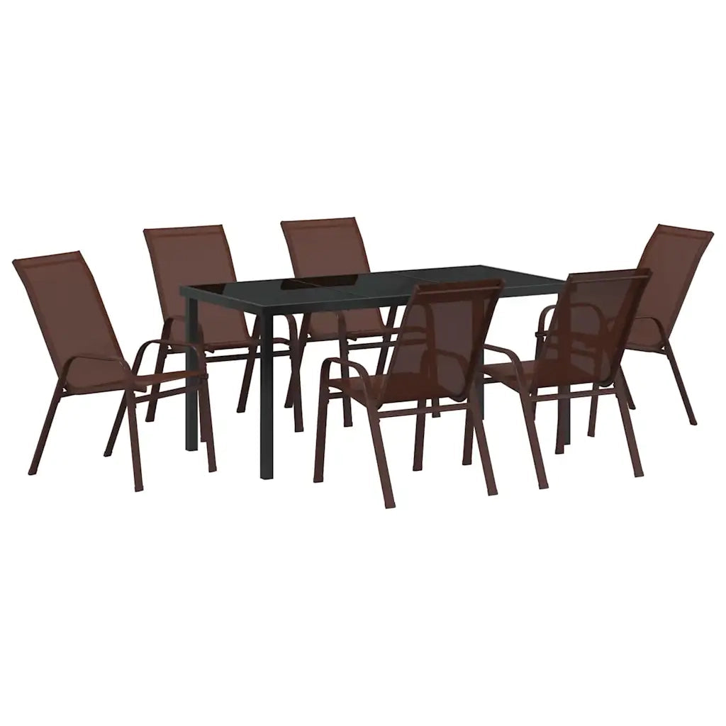 Set da Pranzo per Giardino 7 pcs Marrone e Nero 3379132