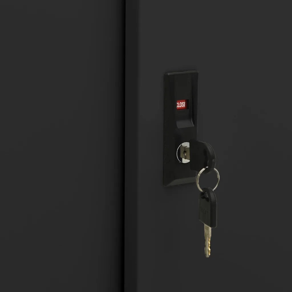 Armadio per Ufficio Anta Scorrevole Nero 90x40x90cm Acciaio
