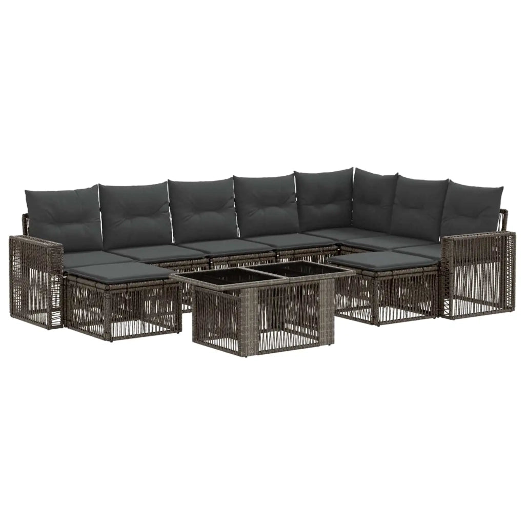 Set Divano da Giardino 10 pz Grigio e Grigio Scuro polyrattan 3436880