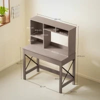 Scrivania per Computer Moderna con Ripiani Aperti, Scrivania con Libreria in Legno, Tavolo Porta PC per Computer, per Ufficio, Studio e Camera da Letto, 105x50x137.5cm, Marrone