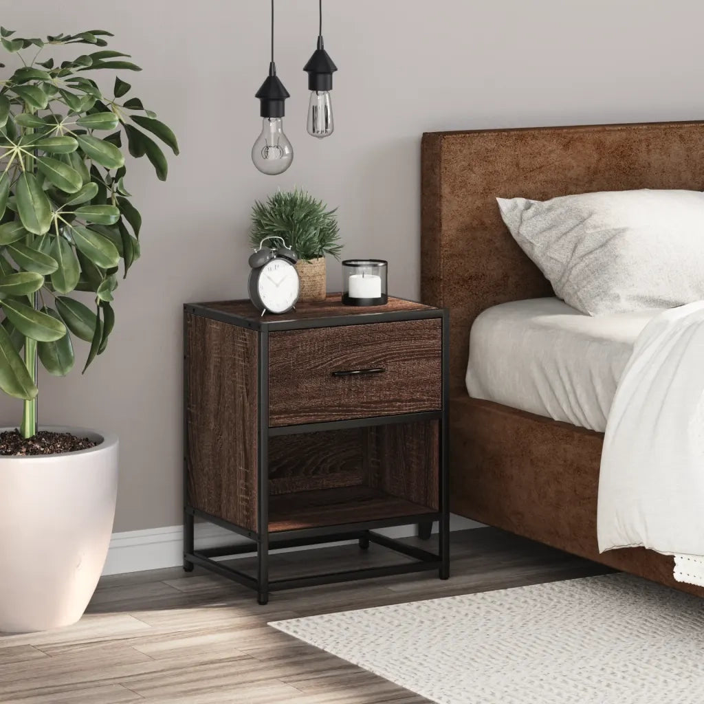 Comodino-Tavolino da notte Rovere Marrone 40x31x50 cm in Truciolato 795950