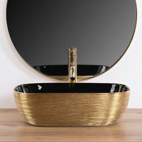 Lavabo Da Appoggio Rea Belinda Black Brush Gold