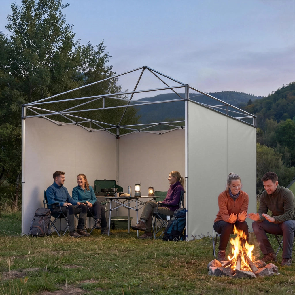 Set 3 Pezzi Fiancate con Cerniera per Gazebo 3x3 m ¨C zephmum ¨C Grigio Chiaro