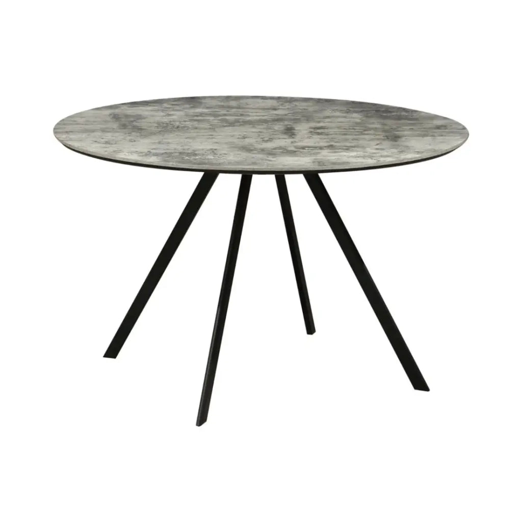 Tavolo da pranzo SOREN – Aspetto pietra e metallo – 120 cm – Rotondo – Stile moderno