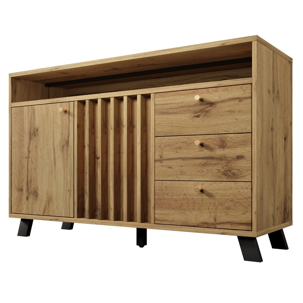 Cassettiera Credenza 3 Cassetti 2 Ante Rovere Scuro Soggiorno ¨C MINIMAL ¨C 120x40x85
