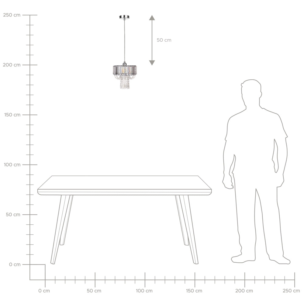 Lampada a Sospensione Metallo Trasparente Vetro Acrilico 83 cm Lampadario Decorativo Finitura Lucida Glam