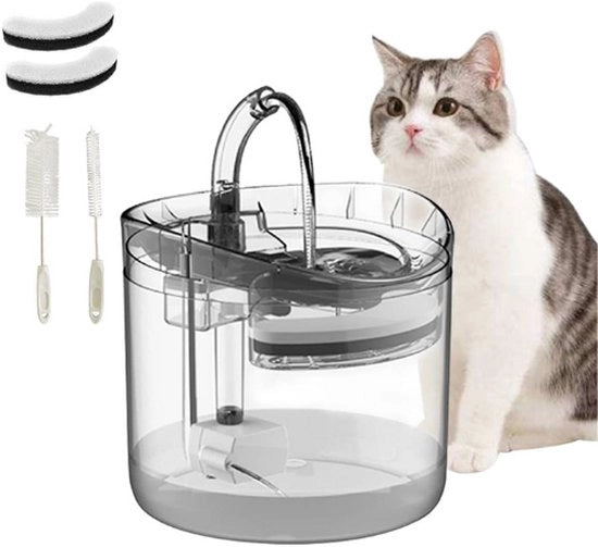 Fonte di acqua per animali - Fonte di acqua per animali trasparente con 3 modalità - 1.8L Fonte di acqua per animali grande capacità - Fonte di acqua per animali ultrastil con 2 filtri di sostituzione e 2 spazzole (trasparente)