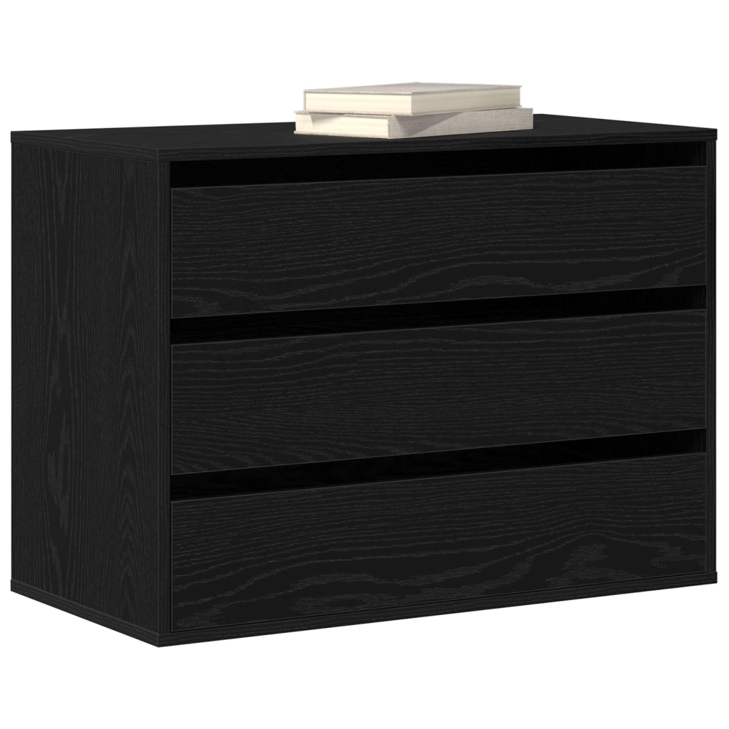 Cassettiera ad angolo Nero Rovere 80x41x58 cm Legno ingegnerizzato