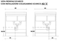Mobile Lavatoio 80x60x85cm 2 Ante 2 Vasche Asse in Termoplastico Montegrappa Edilla Bianco con Cesto